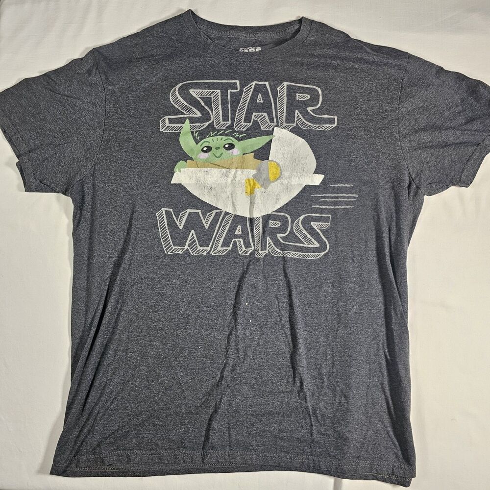 Star Wars Grogu Graphic T-Shirt Men's XL Gray Short Sleeve Crewneck